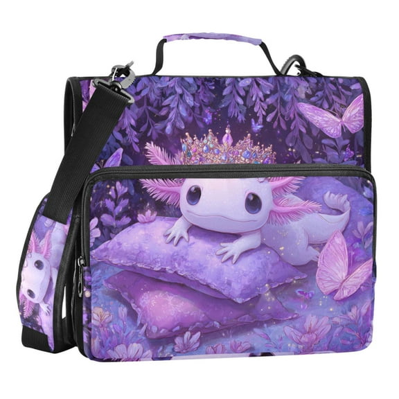 ALAZA Zipper Binder Bag Axolotl Dreamy Butterfly 3 Ring File Folder Binder Organizer Bag