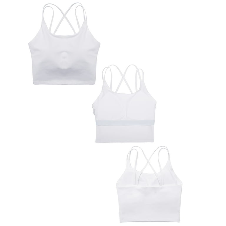 FOCUSSEXY Women's Longline Sports Bra Padded Yoga Bras Cami Cropped Tank  Top Sleeveless T-Shirt Summer vest Crop Top Blouse Camisole with Built-in  Bra