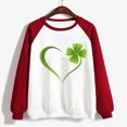 thumbnail image 4 of St. Patrick's Day Shirts for Women Crew Neck Casual Long Sleeve Patchwork Funny Printed Pullover Tops Sweatshirts(Red,L), 4 of 5