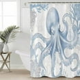 thumbnail image 2 of Small Stall Shower Curtain 36x78 Inch Narrow Half Size Coastal Blue Octopus Bath Curtains Bathroom Decor Vintage Summer Ocean Coral Waterproof Fabric Shower Curtain Set with Hooks 36 Inch, 2 of 6