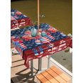 thumbnail image 2 of Square Outdoor Tablecloth with Umbrella Hole 4th of July Outside Table Cloth Waterproof Patio Table Cover Independence Day USA Blue Red Star Floral Zipper Tablecloths for Picnic Camping 60x60 Inch, 2 of 8