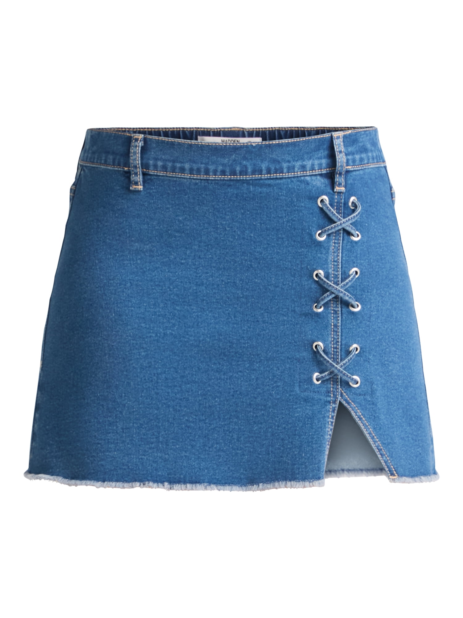Madden NYC Women's Lace Up Denim Mini Skirt, Sizes XXS-XXL