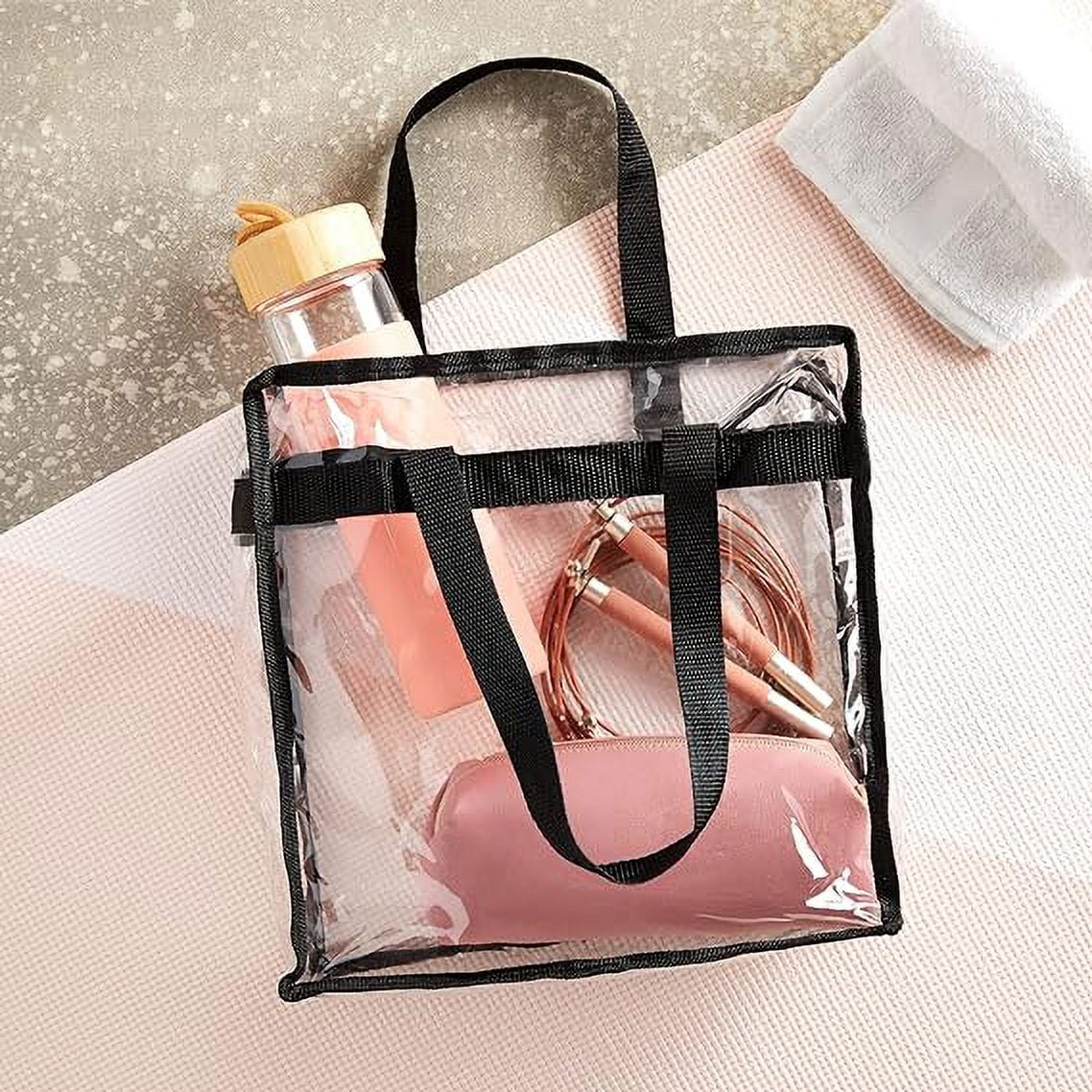 2 Pack Stadium Approved Clear Tote Bags 12x6x12 Large Plastic Beach Bags with Handles