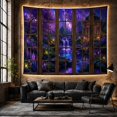 thumbnail image 6 of Moonlit Forest Window With Purple Waterfall, Mystical Fantasy Style for Nature Lovers, Enchanted Forest Decor, Housewarming Gift Tapestry Wall Hanging for Bedroom and Dorm, 6 of 7
