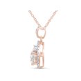 thumbnail image 3 of Round Cut Lab Created Moissanite Diamond Teardrop Halo Pendant Necklace In 14k Rose Gold Plated Sterling Silver 18" Chain(G-H Color,VVS1 Clarity,1.20 Cttw), 3 of 7