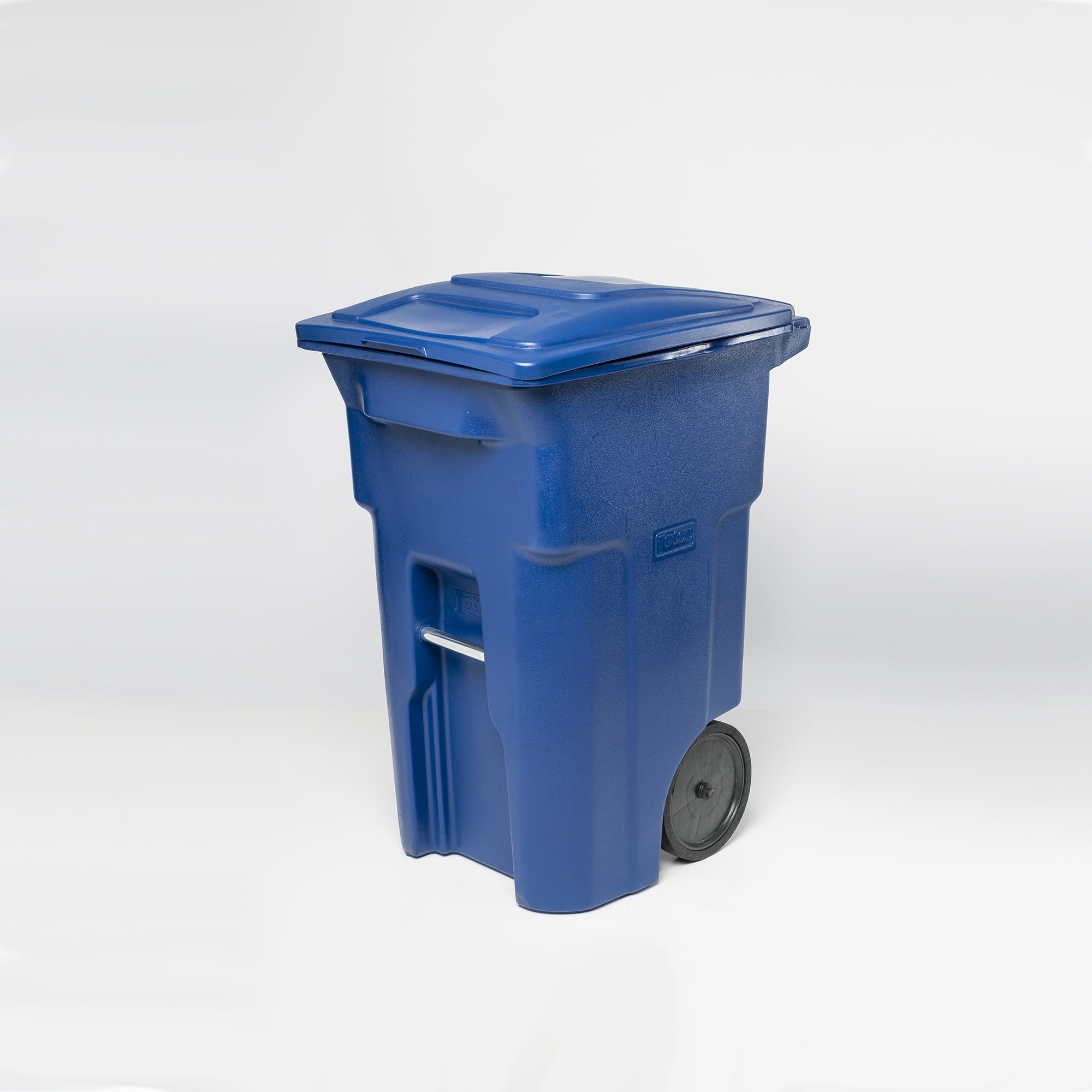 Toter 64 Gal. Trash Can Blue with Quiet Wheels and Lid