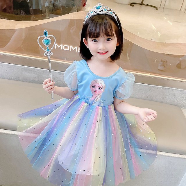 Vestido de princesa para niñas, vestido de verano para niños, vestido de arcoíris, vestido de algodón para bebés, vestido de moda para mujeres