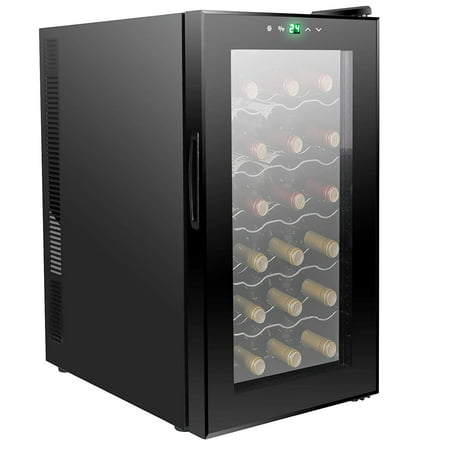 Zeny 18 Bottle Thermoelectric Red And White Wine Cooler/Chiller, Counter Top Wine Cellar with Digital Control, Freestanding Refrigerator, Smoked Glass Door, Quiet Operation