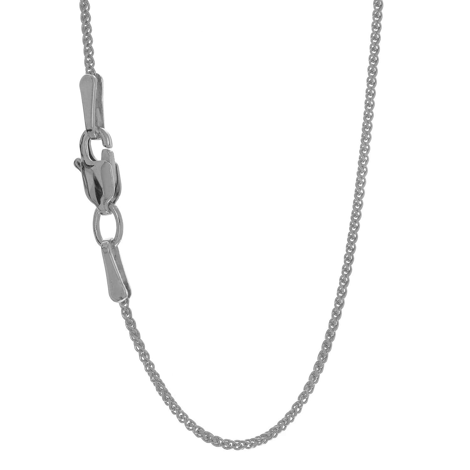 10K 18" White Gold 1.0mm Diamond Cut Round Wheat Chain with Lobster
