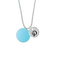thumbnail image 2 of Delight Jewelry Acrylic 1" Disc Hot Blue Imitation Pearl Silvertone Script Initial Disc - D - Charm Necklace, 20"+3", 2 of 4