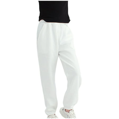 

Posijego Girls Boys Cotton Sweatpants with Pockets High Waist Drawstring Jogger Lounge Pants for Athletic