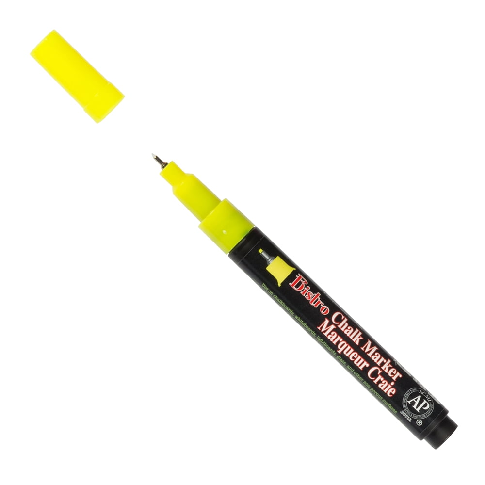 Marvy Uchida Extra Fine Point Chalk Markers, Neon Yellow, 2/Pack