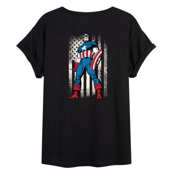 Marvel Captain America - Retro Distressed Flag - Women's Oversized Graphic T-Shirt