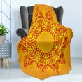 thumbnail image 4 of Mandala Soft Flannel Fleece Throw Blanket, Circular Chinese Motifs Repeating Pattern Traditional Art, Cozy Plush for Indoor and Outdoor Use, 50" x 70", Orange Yellow, by Ambesonne, 4 of 5