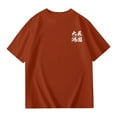 thumbnail image 6 of LUOGENLI Toddler Girls' Solid Shirts with Letter Print Short Sleeve Casual Blouse Comfortable Clothes Tops Brick Red Size 13-14 Years, 6 of 8