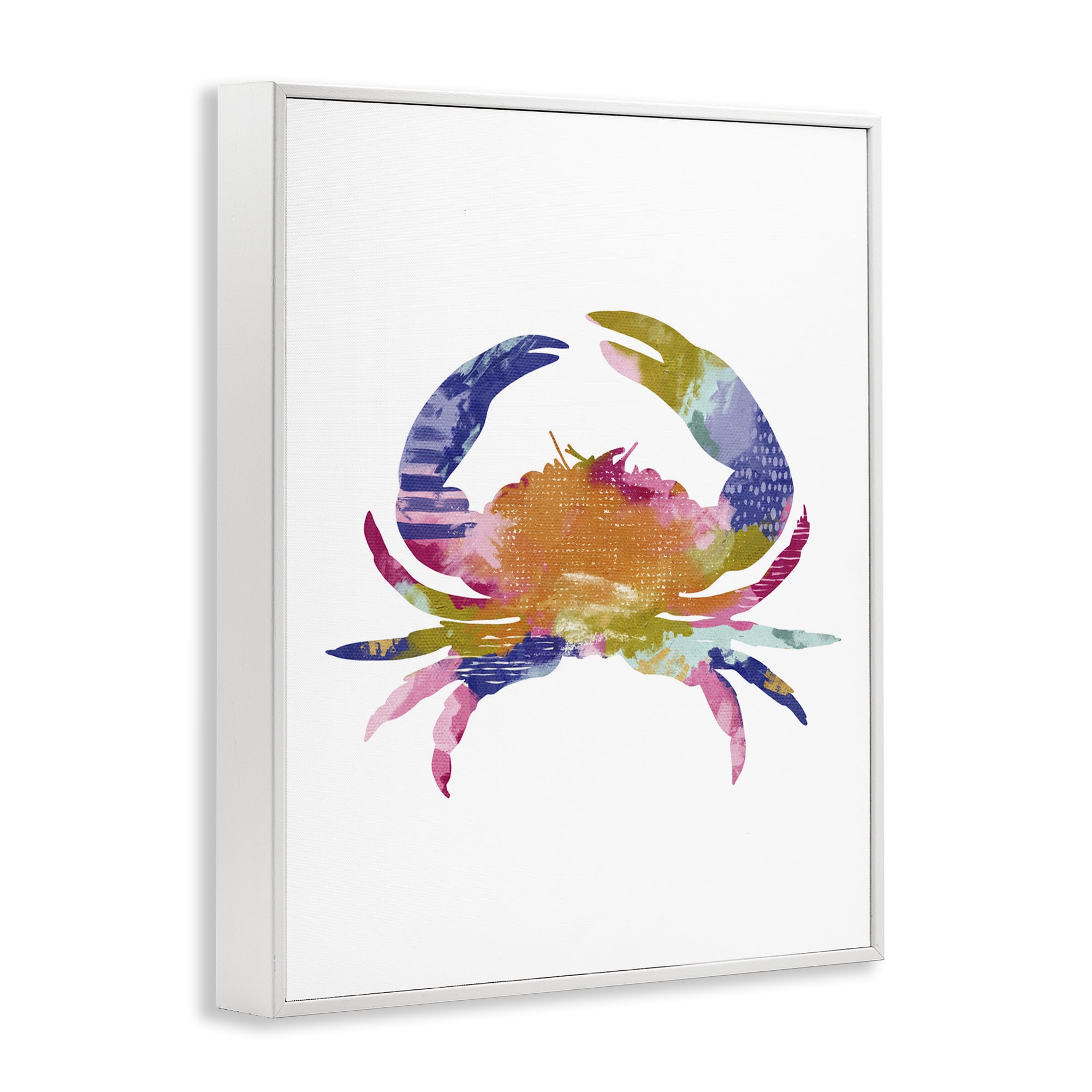 Stupell Industries Patterned Crab Impression Animals & Insects Painting White Framed Art Print Wall Art, 24 x 30