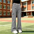 thumbnail image 7 of Liyamei Girls School Uniform Pants Elastic Waist Twill Bootcut Trousers Everyday Wear for 5-15 Years, 7 of 7