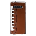 thumbnail image 1 of DistinctInk Clear Shockproof Hybrid Case for Samsung Galaxy S10 (6.1" Screen) - TPU Bumper, Acrylic Back, Tempered Glass Screen Protector - Football Texture Photo Laces, 1 of 2