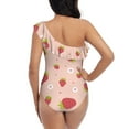 thumbnail image 6 of Yiaed Strawberries Print Women One Piece Swimsuits Tummy Control One Shoulder Bathing Suits Pattern Ruffle Swimwear-Large, 6 of 8