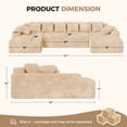 thumbnail image 6 of Daluvenix 131" Modular U-Shaped Sectional Sofa, Oversized Corduroy Couch with Double Chaise, Brown, 6 of 11