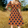 thumbnail image 5 of Orange & Navy Blue Quatrefoil Pattern Dress dress women summer 2024 Dresses for wedding party Long dress, 5 of 7
