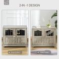 thumbnail image 4 of PawHut Wooden Dog Cage with Windows, End Table Furniture Style, Modern Pet Kennel with Lockable Doors Elevated Base for Small and Medium-sized Dogs, Grey, 4 of 9