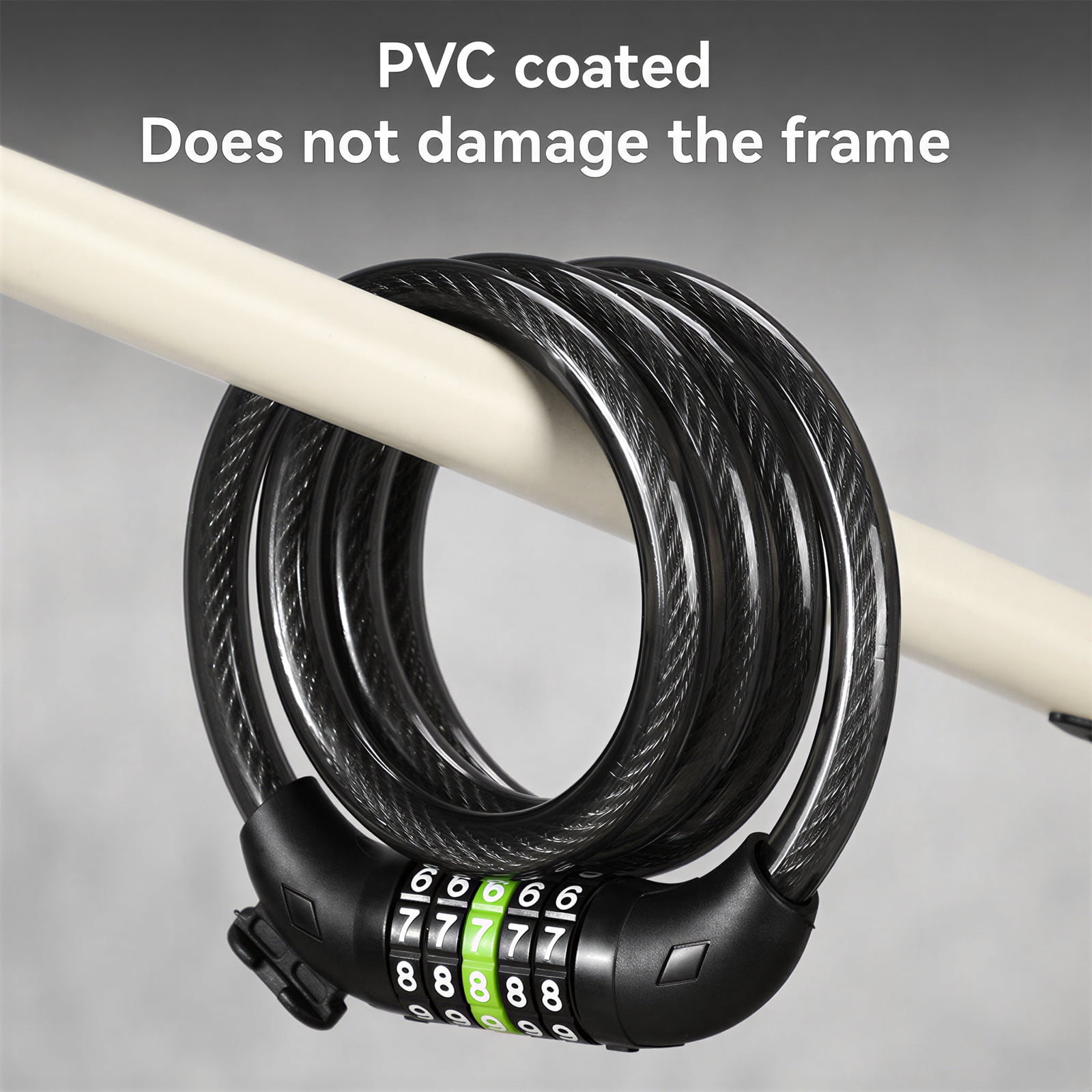 Electric Bikes Heavy Duty 5-Digit Combination Bike Lock - Diamond Pattern Resettable Code Cable Lock, Anti-Theft Security for E-Bikes, Scooters & Bicycles