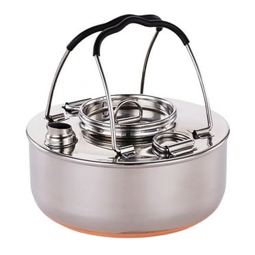 304 Stainless Steel Camping Kettle Portable Outdoor Camping Stainless Steel Copper Bottom Kettle Picnic Tea Kettle 1.5L