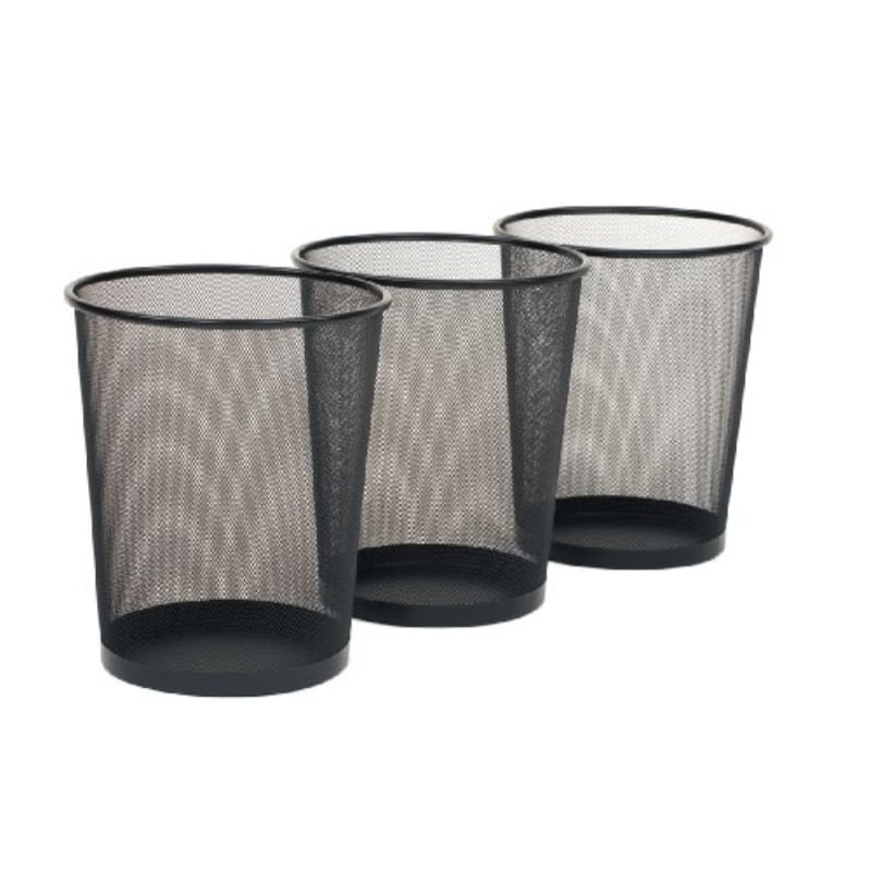 Seville Classics 3-pack Round Mesh Wastebasket Recycling Bin 6 Gal Black for sale online 