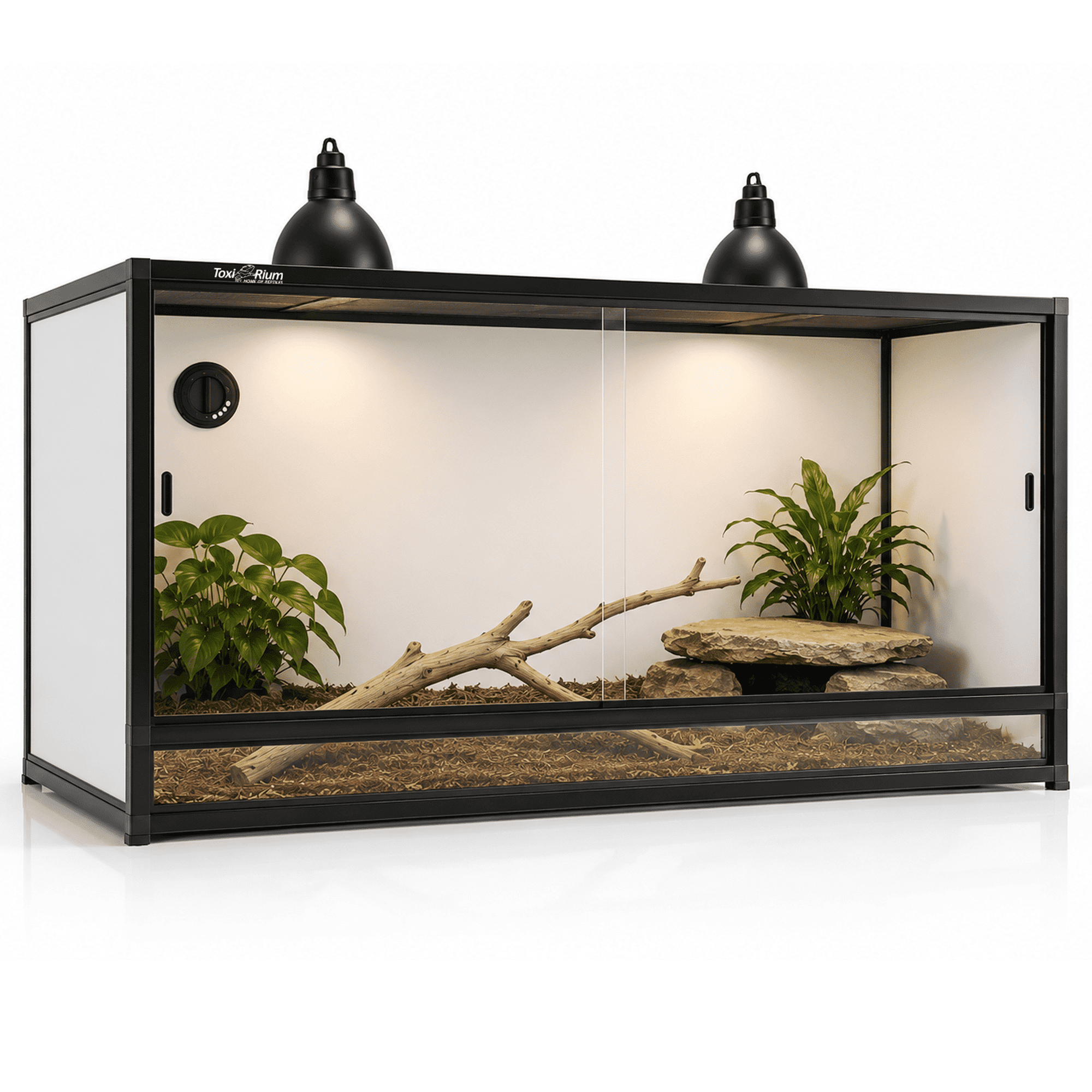 Toxirium 48x24x24 inch PVC Reptile Enclosure, 120 Gallon Habitat with Sliding Glass Doors for Bearded Dragons, Lizards and Snakes