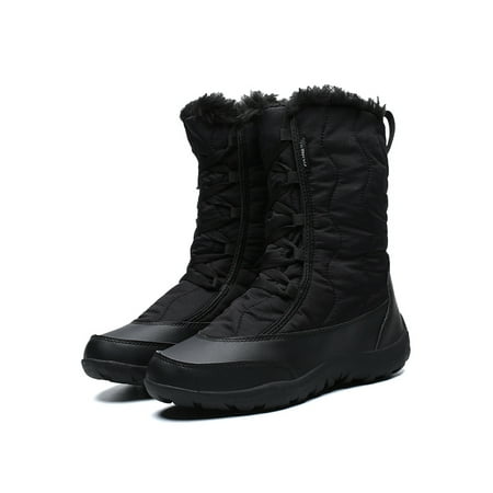 

Rockomi Women Snow Boots Plush Lined Winter Boot Mid Calf Warm Booties Womens Lightweight Slip Resistant Hiking Bootie Non-slip Faux Fur Outdoor Shoes Black 5