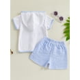 thumbnail image 6 of BemeyourBBs Toddler Terry Cloth Swim Cover Up Baby Boy Girl Swimsuit Trunks and Short Sleeve Coverup Towel Zipper Hoodies Top Seersucker Gingham Shorts Set Beach Bathing Suit Swimwear, 6 of 9
