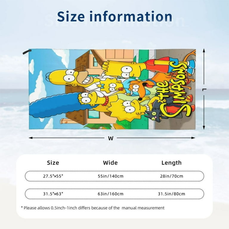 Simpsons Beach Towel Absorbent Quick Dry Towels For Travel