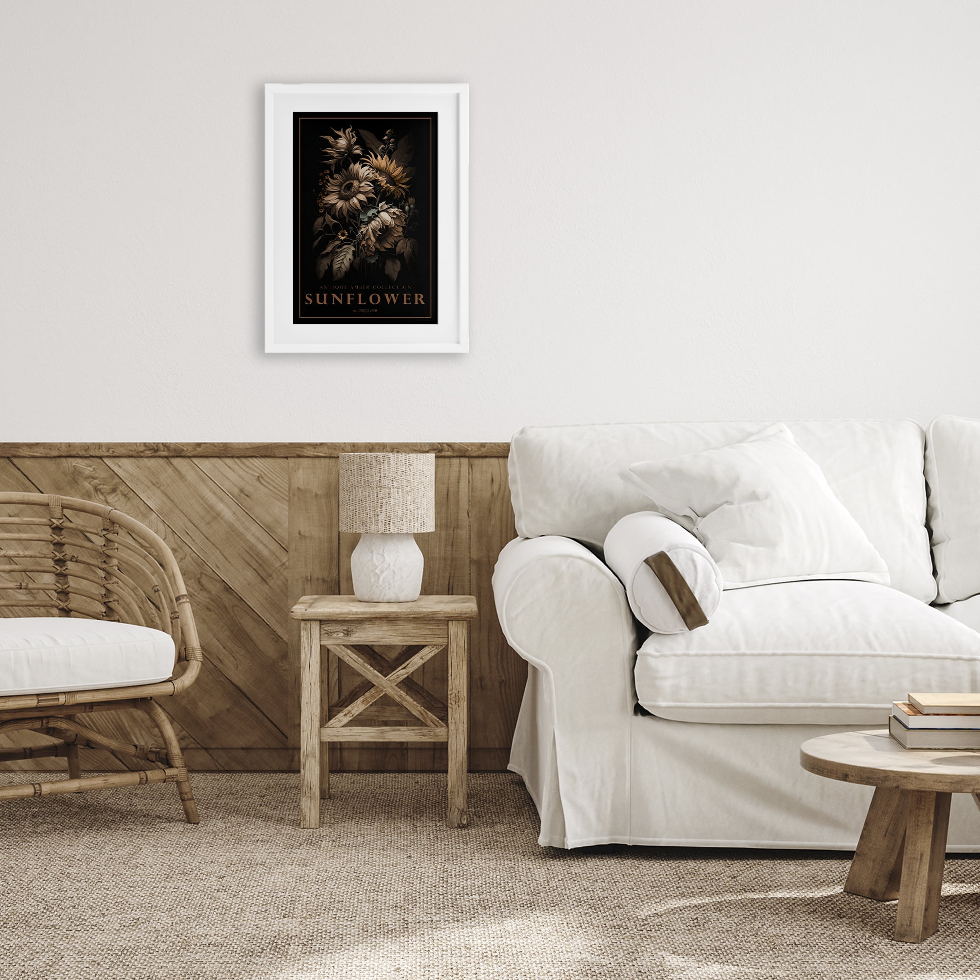 Stupell Industries Antique Sunflower Light White Framed Print Under Glass, design by Chris Giampietro