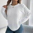 thumbnail image 3 of Knit Sleeve Sweater For Women Fall Winter Casual Solid Color Irregular Pullover Mens Warm Shirts Womens Cropped Pullover Sweaters Light Weight Sweater Men Screw Neck Sweater Air Overs Women's Pullover, 3 of 4