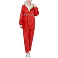 thumbnail image 6 of Kabnic Striped Reflective Rain Suits for Women - Waterproof Hooded Jacket & Pants Set, Safety Outdoor Work Raincoat, Lightweight & Durable, Red, 6 of 6