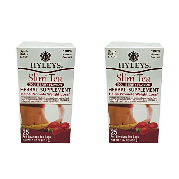 2 Pack of Hyleys Slim Tea Goji Berry, 25 teabags each
