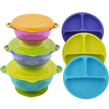 EVLA’s 9-Piece Silicone Toddler Plates and Bowls Set with Airtight Lids