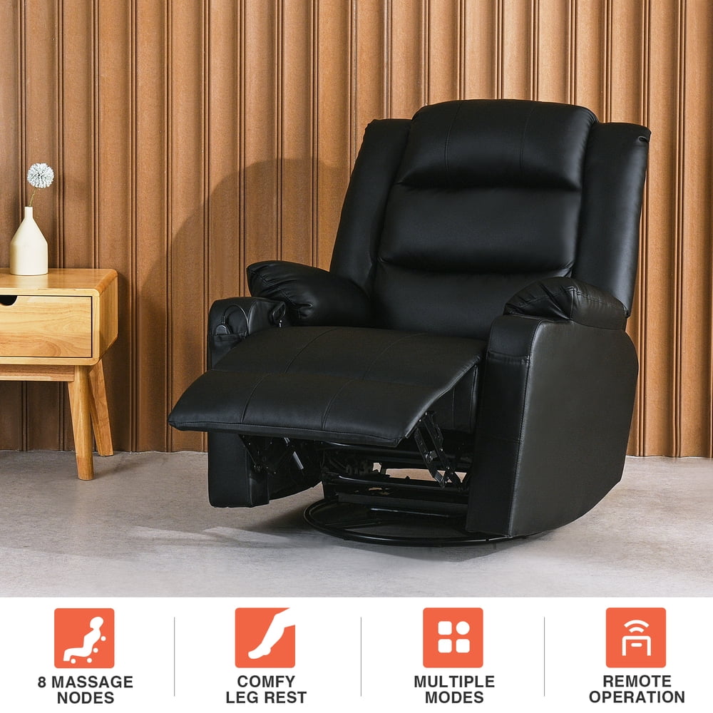 Reclining Massage Chair for Bedroom Living Room More with Heat & Swivel ...