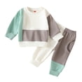 thumbnail image 1 of Gibobby Conjunto de Sudadera y Leggings de Lana Conjunto de ropa de dos piezas para niños pequeños, Tops de Color de retazos, pantalones deportivos informales(Verde, 6-12 Meses), 1 of 5