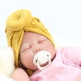 thumbnail image 5 of GigrtiJin 0-3 Years Newborn Infant Turban Hats Solid Color Twist Knot Beanies Breathable Headwrap, 5 of 7