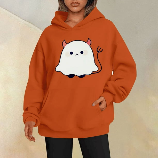 Sudaderas con capucha de Halloween para mujer jerseis de estilo gotico Top Vintage informal sudaderas con capucha de fantasmas de Halloween Retro
