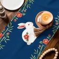 thumbnail image 3 of Navy Blue Cute Bunnies Table Runner 48 Inches, Farmhouse Rustic Floral Botanical Bed Runner Dresser Scarves Tabletop for Indoor Outdoor Parties/Ceremony/Banquet, 13" x 48", 3 of 9