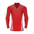 thumbnail image 3 of Zaldita Men's Latin Modern Ballroom Dance Tops Rhinestones Figure Skating Shirts Dancewear Red 3XL, 3 of 7