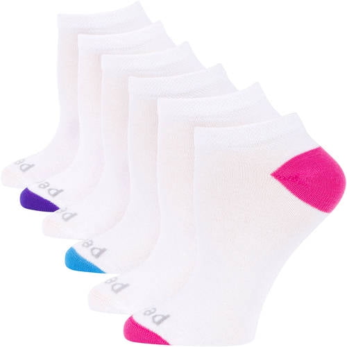PEDS - Ladies Coolmax No Show Socks with Solid and Colored Heel and Toe ...