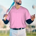 thumbnail image 4 of Fotbe Pink Baseball Jersey Shirt for Men and Women, Casual Short Sleeves Button Down T-Shirt-Large, 4 of 9