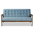 thumbnail image 2 of Baxton Studio Asta Light Blue Velvet Upholstered Walnut Wood Sofa, 2 of 9