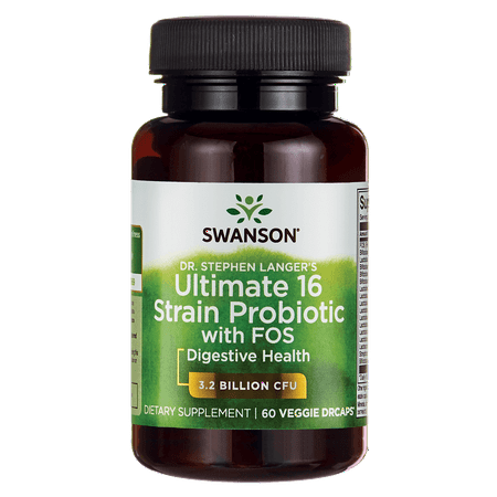 Swanson Dr. Stephen Langer's Ultimate 16 Strain Probiotic with FOS Vegetable Capsules, 3.2 Billion CFU, 60 (Best Probiotic Strains For Autoimmune Disease)