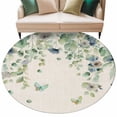 thumbnail image 2 of Spring Floral Round Living Room Rugs 8 ft, Watercolor Blue Flower Rustic Eucalyptus Leaves Retro Washable Large Area Rug with Non-Slip Sturdy Edge Binding Round Carpet for Dining Room Kitchen Office, 2 of 9