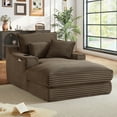 thumbnail image 3 of Muumblus Indoor Chaise Lounge with Cup Holders, No Assembly Required, Oversized Upholstered Lounge Chair Sofa Bed for Living Room, Bedroom, Apt., Brown Corduroy, 3 of 13